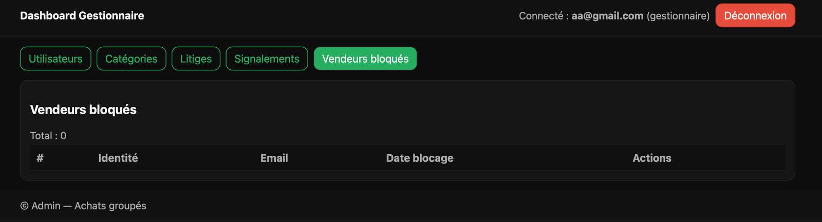 Gestionnaire vendeurs bloqués